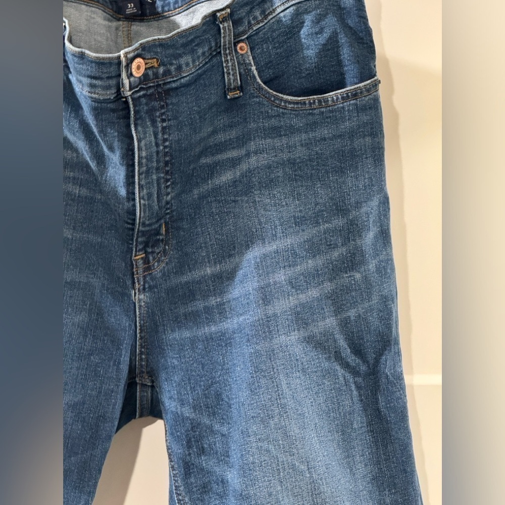 J.Crew Factory jeans size 33. Hits at ankle, relaxed, distressed, like new. - Picture 3 of 10